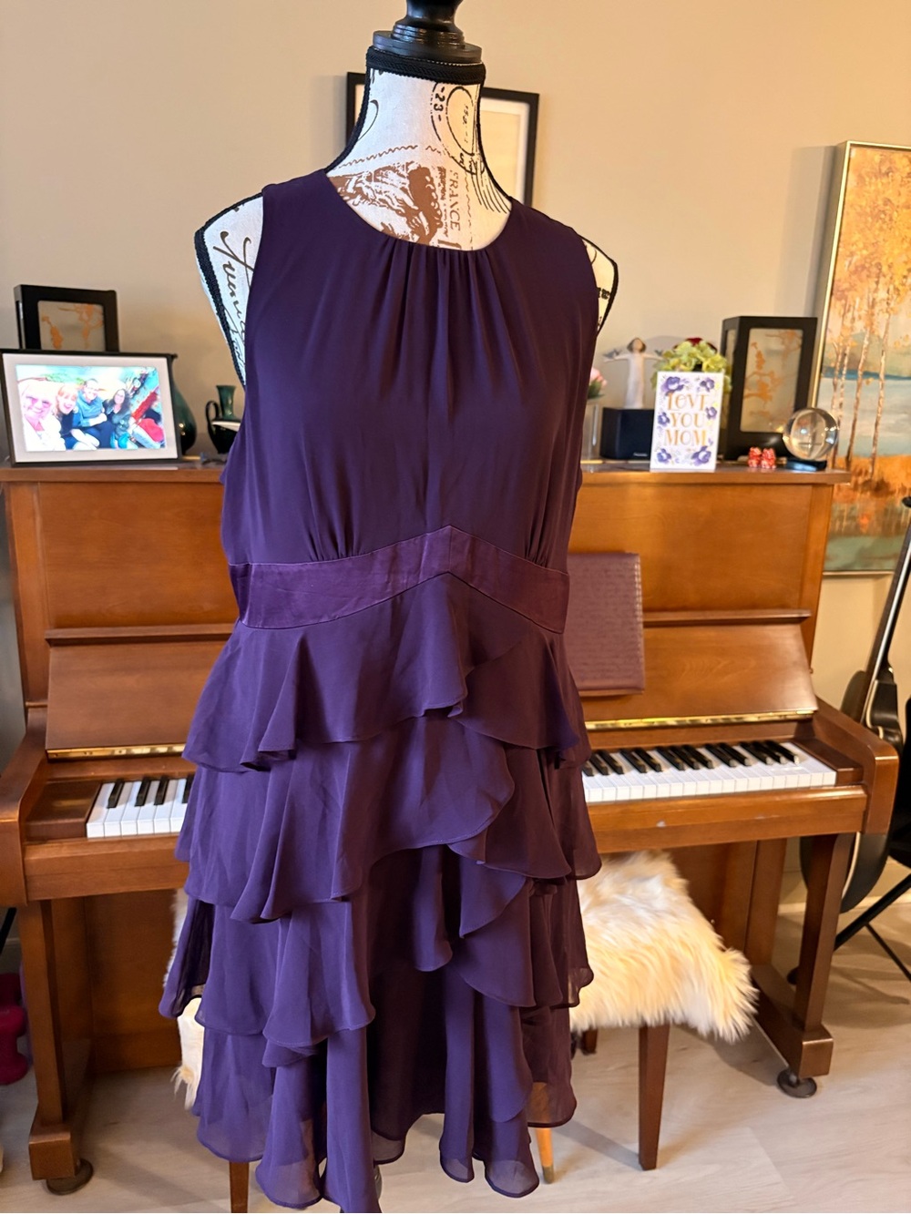 RW&CO. Deep Plum Sleeveless Tiered Ruffle Mini Dress